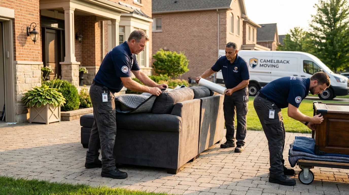 Large estate moving crew wrapping furniture in Owens Cross Roads, AL