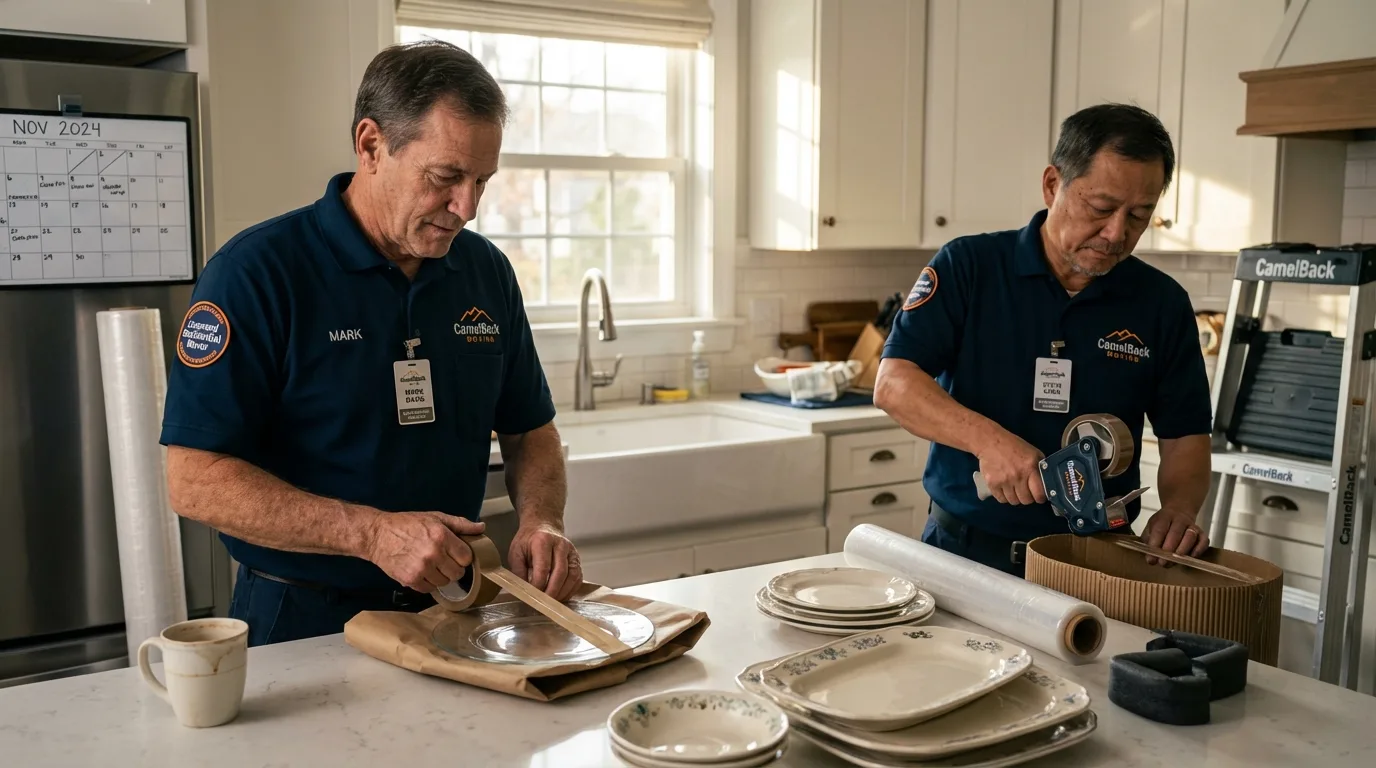 Professional crew packing kitchen dishware in Owens Cross Roads, AL
